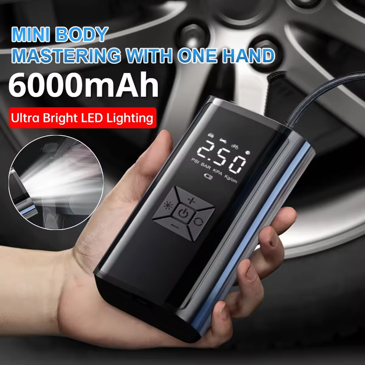 Gonfleur de pneu numérique rechargeable + power bank+ torche