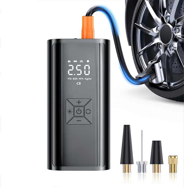 Gonfleur de pneu numérique rechargeable + power bank+ torche