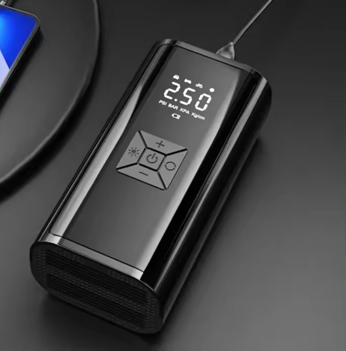 Gonfleur de pneu numérique rechargeable + power bank+ torche